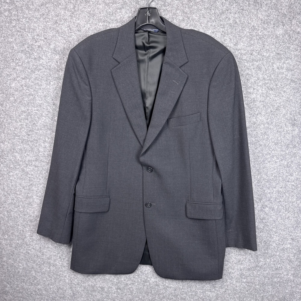 Brooks Brothers Stretch Mens 41L Charcoal Gray Wool Blend 2 Button Blazer Jacket